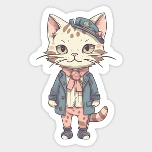 A cute kitty wearing street fashion Sticker